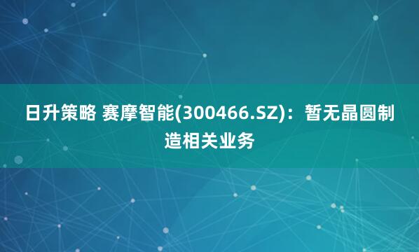 日升策略 赛摩智能(300466.SZ)：暂无晶圆制造相关业务